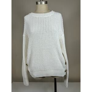 Tommy Hilfiger Side-Button Crewneck Sweater Women’s Size Medium M USED